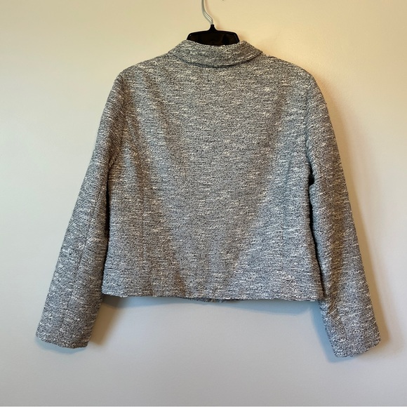 J. Crew Full Zip Tweed Long Sleeve Jacket Size 12 Off White & Black - Picture 2 of 11